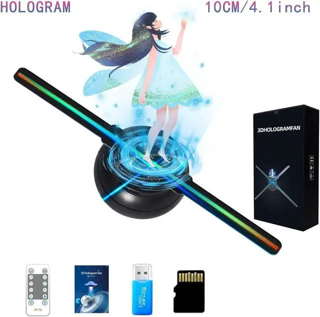 Alt view image 3 of 5 - LIAMOS 4-1 Inch/10cm 3D Hologram Fan, Holographic Projector with 96 0603 LED Beads, HD Flicker-Free Screen,High-Resolution 3D Hologram