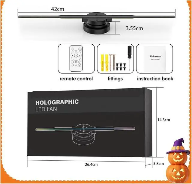 Alt view image 5 of 5 - LIAMOS 3D Hologram Projector Fan 42cm 244 LED App Control Led Display Sign Advertising Machine Custom Logo Player Holographic Fan,High-Resolution 3D Hologram(45cm)