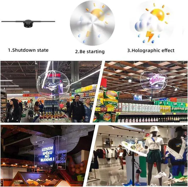 Alt view image 4 of 5 - LIAMOS 244Led Luminous Sign Light Holographic Projector DIY Fan Video Picture Logo 3D Holographic Light Holiday Decoration,High-Resolution 3D Hologram