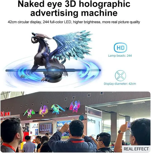 Alt view image 3 of 5 - LIAMOS 244Led Luminous Sign Light Holographic Projector DIY Fan Video Picture Logo 3D Holographic Light Holiday Decoration,High-Resolution 3D Hologram