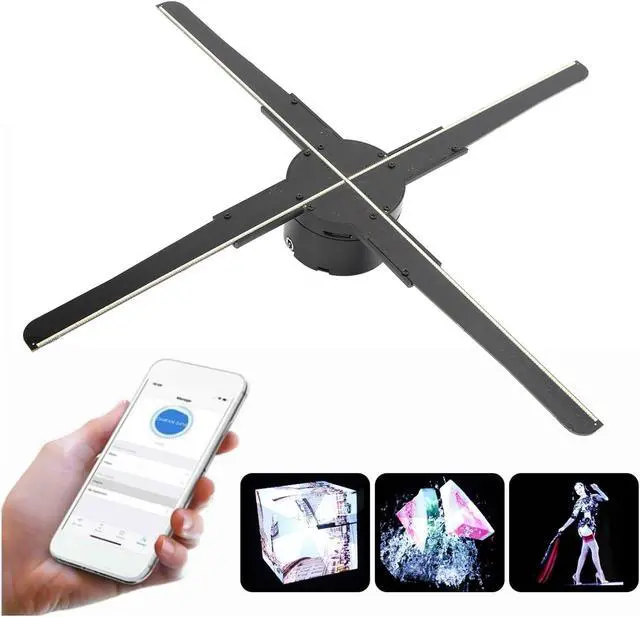 Alt view image 2 of 6 - LIAMOS 45CM 3D LED Holographic Projector Display Fan Hologram Advertising Projection Player,High-Resolution 3D Hologram