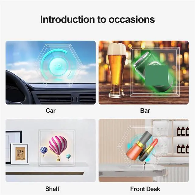 Alt view image 6 of 6 - LIAMOS Desktop Mini 14cm 128LED 3D Olografico Macchina Pubblicitaria Ventola 10W 14cm Proiettore Olografico Con Copertura Protettiva,High-Resolution 3D Hologram