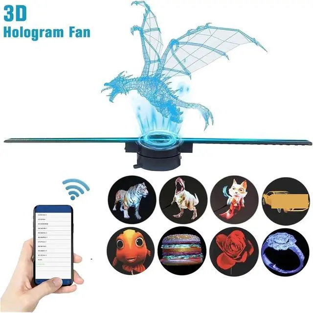 Alt view image 3 of 6 - LIAMOS 3D Hologram Fan 3D Holographic Projector Advertising Display Light HD Holographic Projector Store Bars Party Christmas Halloween,High-Resolution 3D Hologram