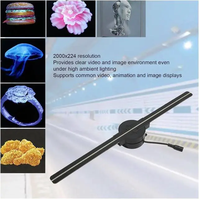 Alt view image 4 of 6 - LIAMOS 16.5in 3D Hologram Fan 2000x224 3D Projector with 224 LED Light Beads for Business Shop Advertising,High-Resolution 3D Hologram