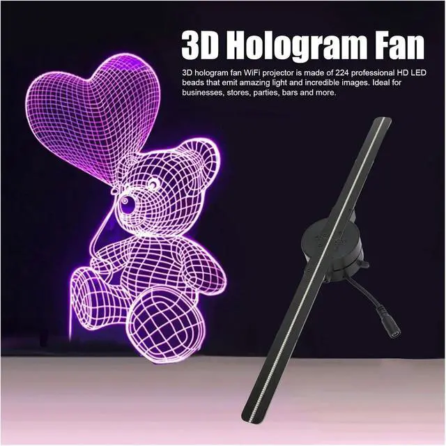 Alt view image 5 of 6 - LIAMOS 16.5in 3D Hologram Fan 2000x224 3D Projector with 224 LED Light Beads for Business Shop Advertising,High-Resolution 3D Hologram