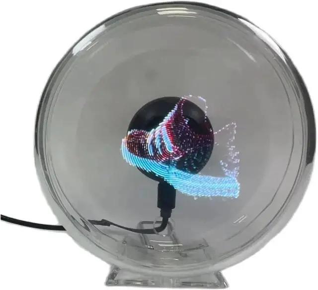 Alt view image 2 of 6 - LIAMOS 10cm/4.1inch 3D Hologram Fan with Transparent Cover Ornament 128 LED Holographic Advertising Machine Christmas Halloween,High-Resolution 3D Hologram