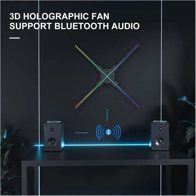Alt view image 6 of 7 - LIAMOS 3D Holographic Fan Projector Remote Advertising Display High-Resolution LED Sign Lamp Wall-Mounted Holographic Player Cool,High-Resolution 3D Hologram(42cm norm Edition)