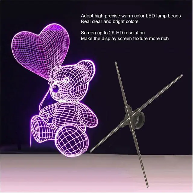 Alt view image 4 of 6 - LIAMOS Ventola Olografica 3D Proiettore WiFi Ventola LED Olografica Con Risoluzione 2000x928 Per Display Pubblicitario,High-Resolution 3D Hologram