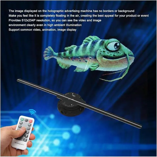 Alt view image 4 of 6 - LIAMOS 3D Hologram Fan 512x234P Resolution 234 LED Beads 16.5in Hologram Advertising Machine for Party Shop,High-Resolution 3D Hologram