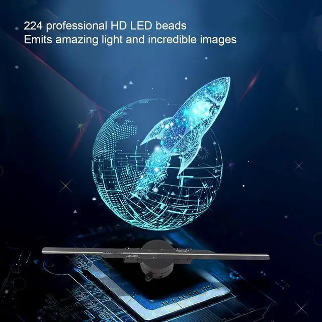Alt view image 3 of 7 - WiF 3D Hologram Fan, 16.5in 2000x224 224 LED Light Beads, Clear Video Display, WiF Projector for Business Store Advertising, Aluminum Alloy Frame (US Plug)