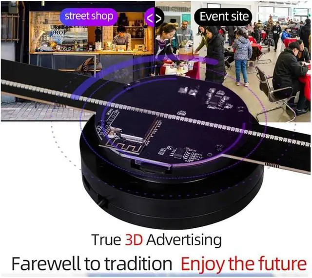 Alt view image 4 of 7 - WIFI 3D Holographic Projector APP Control 224LED Holographic Player for Image Video Store Advertising Display US Plug, Black, 500724419A3