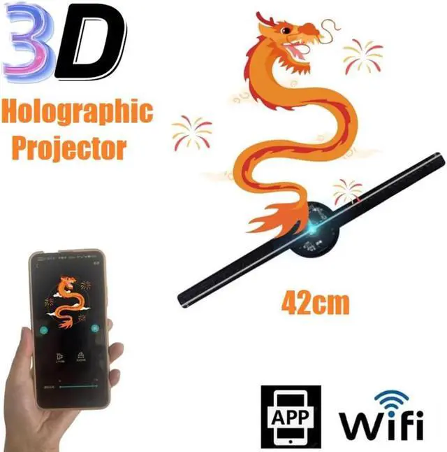 Alt view image 7 of 7 - WIFI 3D Holographic Projector APP Control 224LED Holographic Player for Image Video Store Advertising Display US Plug, Black, 500724419A3