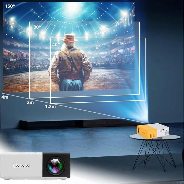 Alt view image 2 of 6 - Mini Projector, 2024 New Portable Projector, Portable Automatic HD Projector, LED Outdoor/Indoor Movie Projector with 180-Degree Rotating Stand for Home Bedroom #3