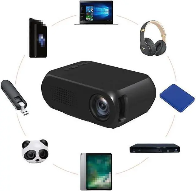 Alt view image 2 of 4 - 1080P HD Projector, Built-in Battery Projector, Household LED, Mini Portable HD Projector, HDMI, VGA, USB, Laptop, Black