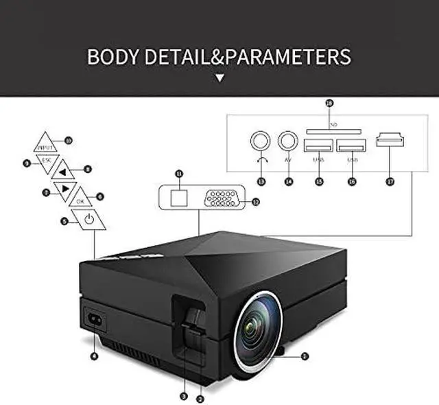 Alt view image 2 of 3 - High-Definition Projector, The Data line is Directly Connected to The Mobile Phone with The Same Screen Projector, Home LED Miniature Projection, Black