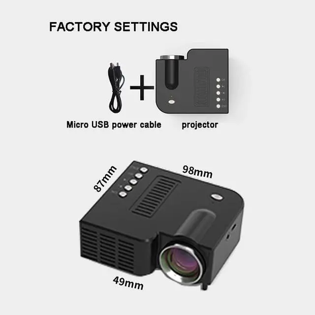 Alt view image 2 of 5 - Projector with 50 Inch Projector Screen, 1080P Full HD Supported Video Projector, Mini Movie Projector Compatible with TV Stick HDMI VGA USB TF AV, for Home Cinema & Outdoor Movie.Black