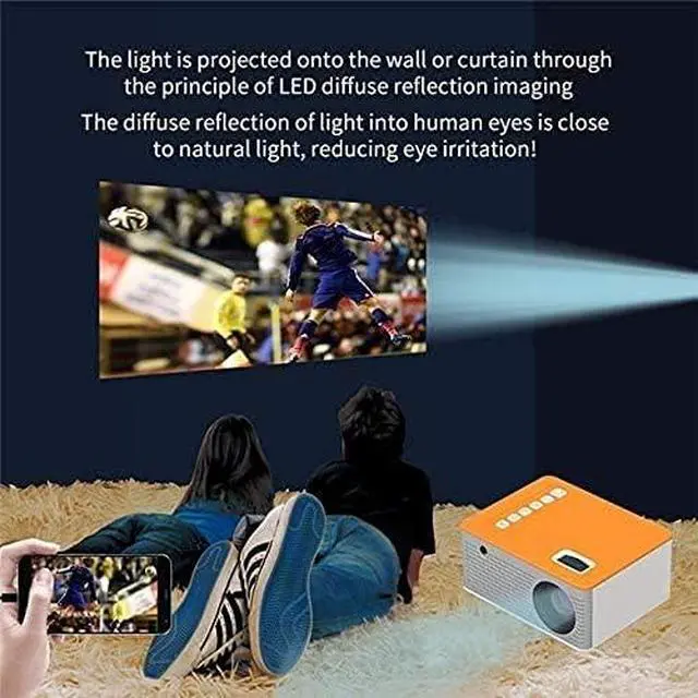 Alt view image 4 of 6 - Mini Projector, LED Portable Home, USB Mobile Phone 10 ANSI 480 272, Support TF Card AV 5V 2A U Disk DVD Notebook Computer, Yellow