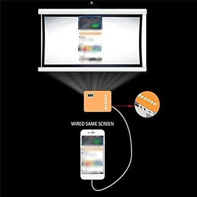 Alt view image 6 of 6 - Mini Projector, LED Portable Home, USB Mobile Phone 10 ANSI 480 272, Support TF Card AV 5V 2A U Disk DVD Notebook Computer, Yellow