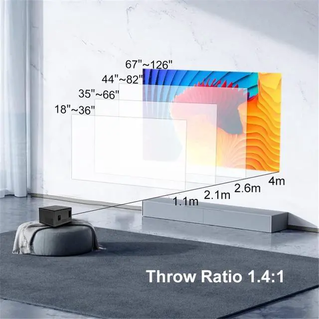 Alt view image 4 of 6 - HD 1080P LED Projector For Home 7200 Lumens Wifi Mirroring USB Speakers (T10w 24.3*16.8*13cm)