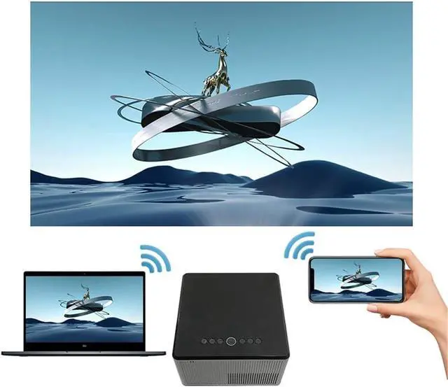 Alt view image 5 of 6 - HD 1080P LED Projector For Home 7200 Lumens Wifi Mirroring USB Speakers (T10w 24.3*16.8*13cm)
