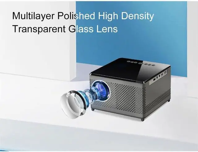 Alt view image 6 of 6 - HD 1080P LED Projector For Home 7200 Lumens Wifi Mirroring USB Speakers (T10w 24.3*16.8*13cm)