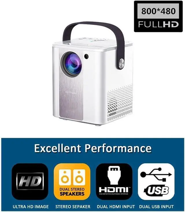 Alt view image 4 of 5 - LED Home Small Mini Portable Projector, Mobile Phone with Screen Portable, Mini high-Definition Projector, White (Size : B) ( A)