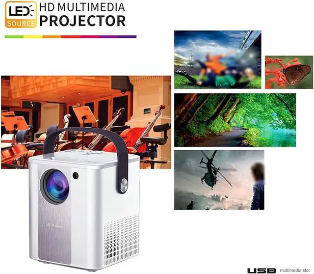 Alt view image 5 of 5 - LED Home Small Mini Portable Projector, Mobile Phone with Screen Portable, Mini high-Definition Projector, White (Size : B) ( A)