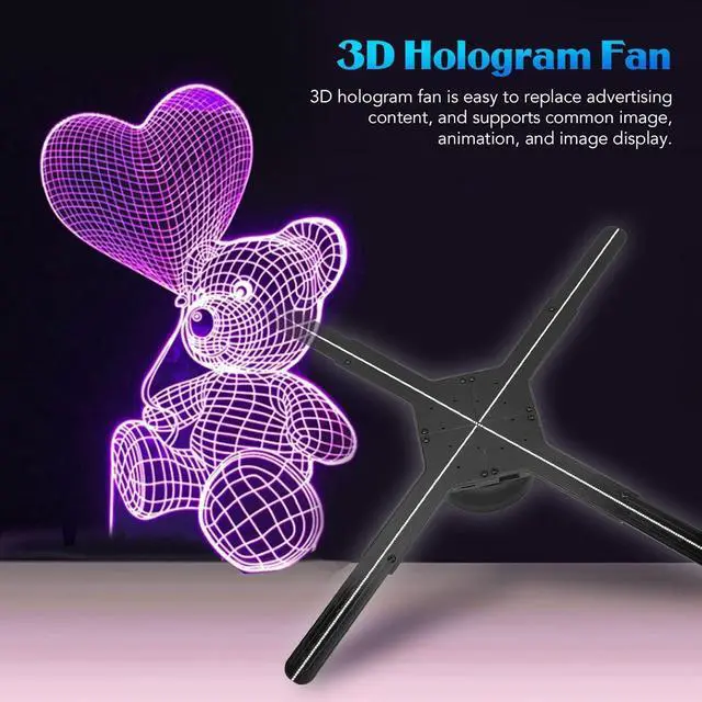 Alt view image 2 of 7 - 3D Hologram Fan, 65cm 3D Holographic Advertising Machine, Interconnection 3D Hologram Projector Advertising Display, for Party AC 100240V(US)