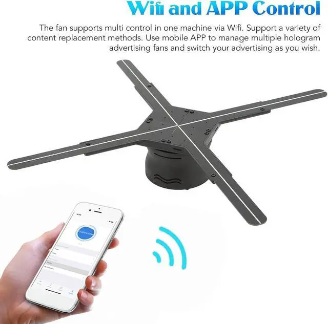 Alt view image 3 of 7 - 3D Hologram Fan, 65cm 3D Holographic Advertising Machine, Interconnection 3D Hologram Projector Advertising Display, for Party AC 100240V(US)