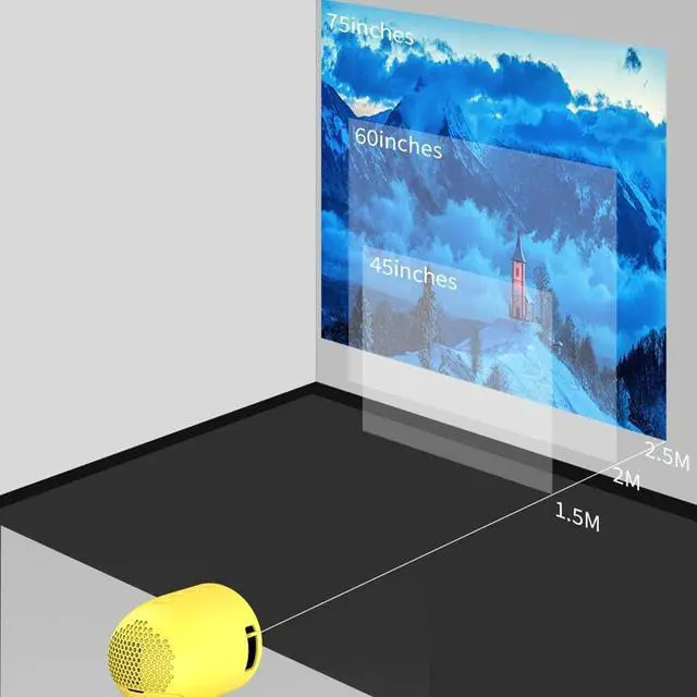 Alt view image 5 of 7 - Mini Projector Child Portable Projector Support HD 1080p LED Video Projector 360 Rotation Stereo Speaker with TV Stick Laptop DVD Xbox PS3 PS4 for Home Movie Party Games White (Yellow )