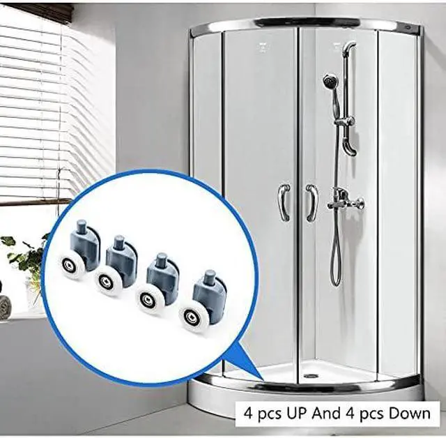 Alt view image 2 of 6 - Double Upper Single Down Chromed Wheel Sliding Door Bearing Rollers Hardware for Shower Cabin (Color : DW-112-4PCS-Down, Size : 27mm) (Dw 112)