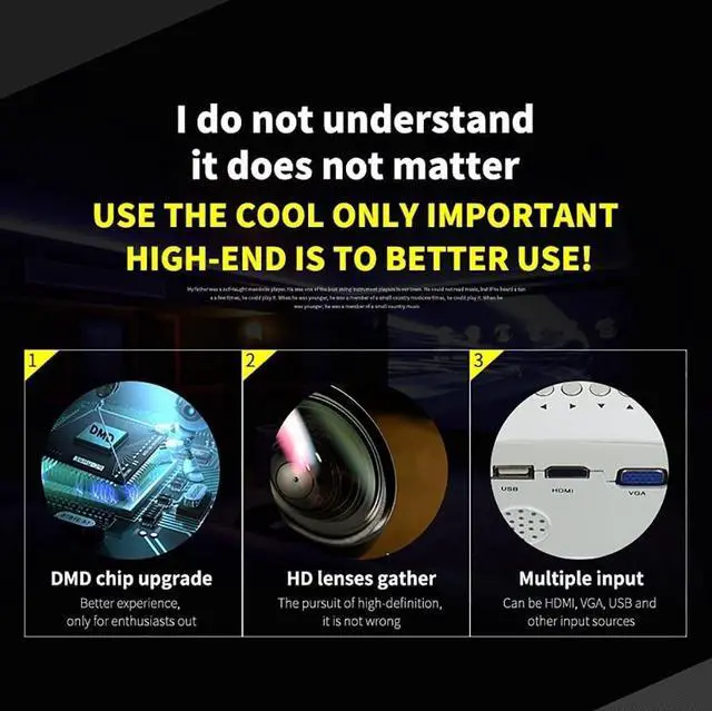 Alt view image 4 of 4 - LED Mini Portable Home Media Player 800 Lumens Support 1080P Playback Compatible USB Projector