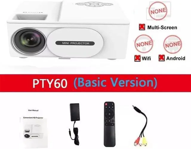 Alt view image 3 of 7 - Portable Mini Projector Support 1080P LED Home Theater Media Mobile Player Home Office Video Projector (Color : Black Basic, Size : 139 * 102 * 63mm)