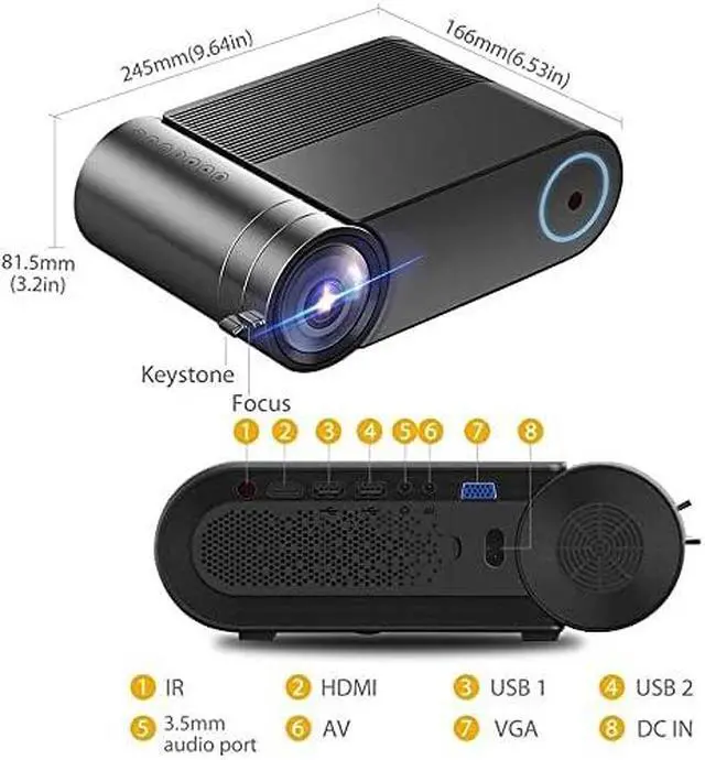 Alt view image 2 of 5 - Home high-Definition Mini led Micro projectors, Smart projectors, Suitable for Business, Office, School Teaching, Family Meetings, etc. Black