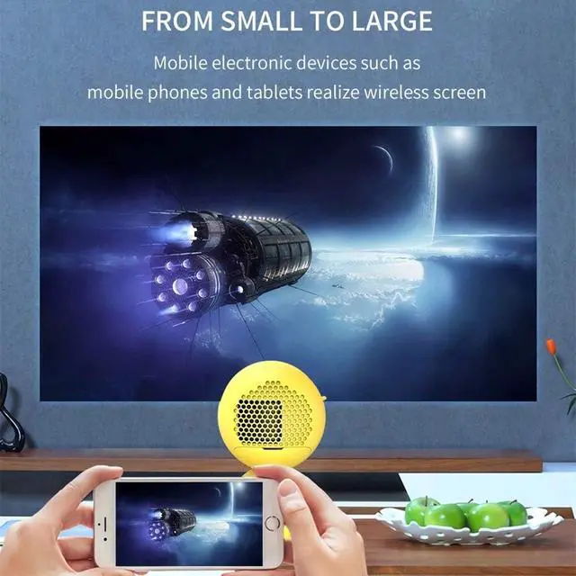 Alt view image 4 of 7 - Mini Projector Child Portable Projector Support HD 1080p LED Video Projector 360 Rotation Stereo Speaker with TV Stick Laptop DVD Xbox PS3 PS4 for Home Movie Party Games White (Yellow )