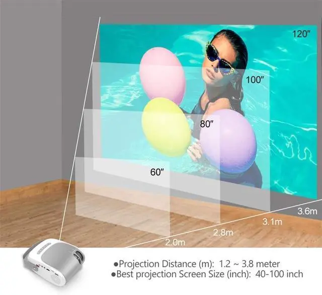 Alt view image 5 of 7 - HD Home Theater Video Projector, HDMI USB PC Support 1080p Game Movie Support
