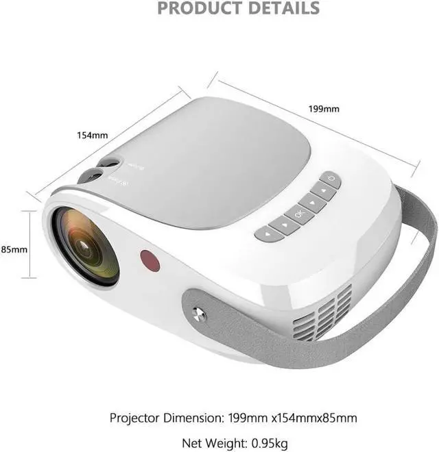 Alt view image 7 of 7 - HD Home Theater Video Projector, HDMI USB PC Support 1080p Game Movie Support
