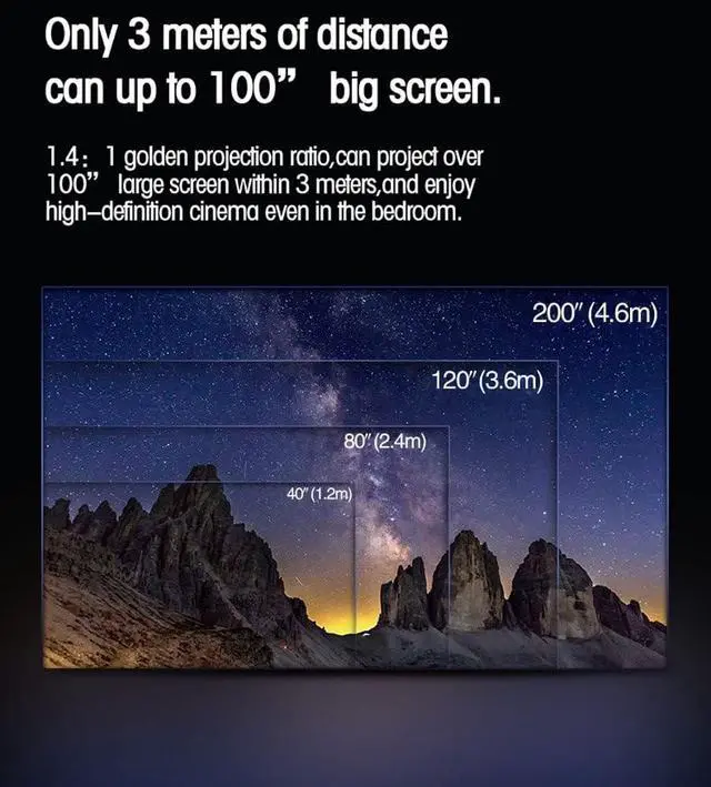 Alt view image 3 of 7 - Projector, 1080P Portable Projector, 45-220 Inch Image TV Projector, Movie Projector