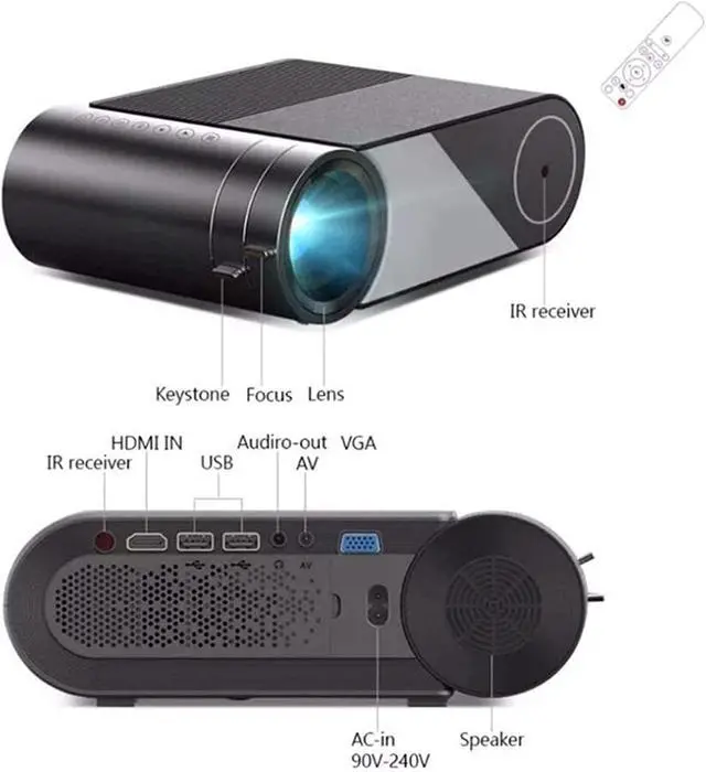 Alt view image 3 of 6 - Video Projectors, Video Game Projector Office Products Basic Version Mini Projector 720x1080 250 Lumens LED Projector for Office and Living Room
