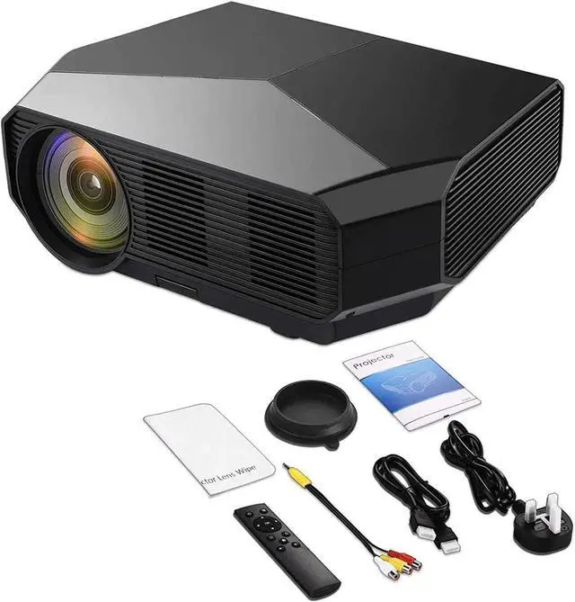 Alt view image 2 of 7 - Video Projectors, Projector with Mini Projector Projection Screen 4600lm with 200" Display, Projector 1080p Supported, Hi-fi Speakers, Compatible Hdmi, USB, Vga, Av (Color : White)