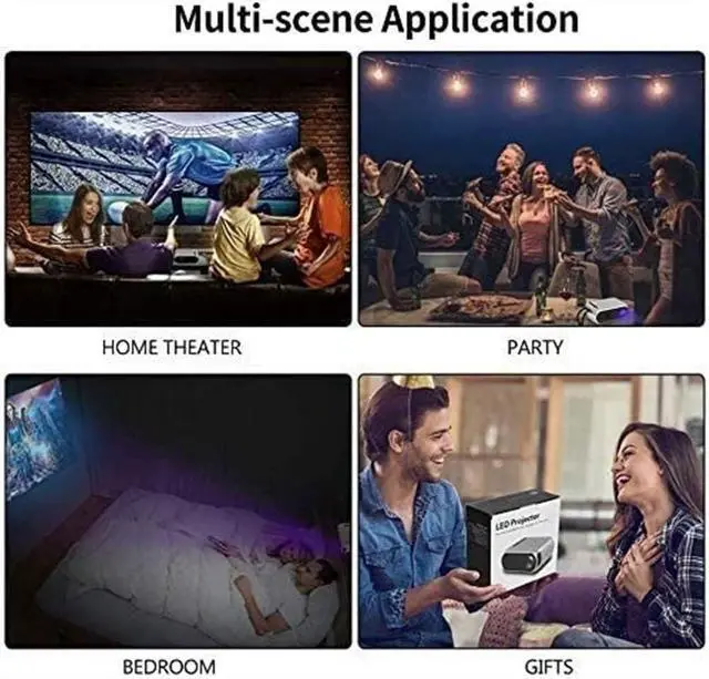Alt view image 2 of 7 - TOEWOE Portable Video Projector - Full HD 1080P Supported, Outdoor Movie Projector, Portable Mini Projector Compatible with HDMI, USB, AV, TF Card (Color : White)
