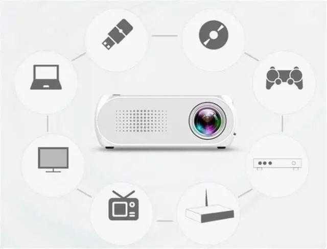 Alt view image 5 of 7 - TOEWOE Portable Video Projector - Full HD 1080P Supported, Outdoor Movie Projector, Portable Mini Projector Compatible with HDMI, USB, AV, TF Card (Color : White)