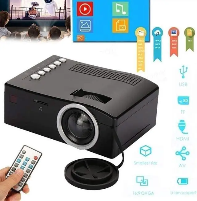Alt view image 4 of 6 - TOEWOE Mini Projector, Portable Movie Projector, Home Projector, 1080P Video Projector, Compatible with HDMI, USB, Audio, TF Card, AV