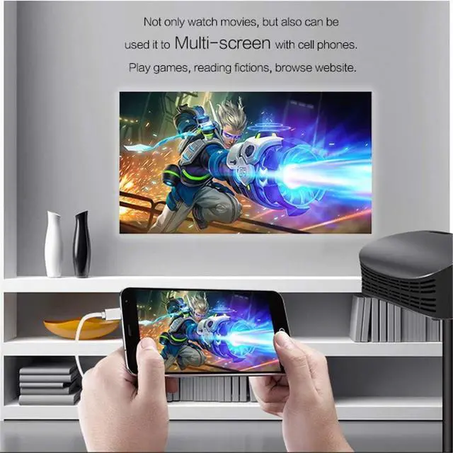Alt view image 5 of 7 - Full HD Projector with 3600 Lux, Video Projector with 200" Projection Size, Support 1080P HDMI VGA AV USB
