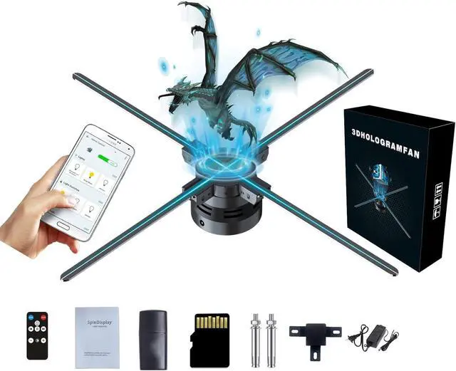 Alt view image 3 of 7 - 3DHologramFan 100cm and 52cm 3DHologram Projector HD LED ResolutionAdvertising Display with Remote and Bluetooth and WiFi,700 Video Library and for Business,Bar,Halloween Missyou 20.5 Inch