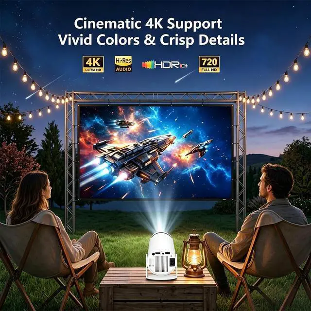 Alt view image 4 of 7 - Mini Projector with WiFi and Bluetooth,4K Support Portable Projector