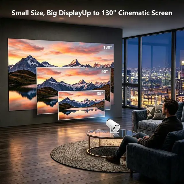 Alt view image 7 of 7 - Mini Projector with WiFi and Bluetooth,4K Support Portable Projector