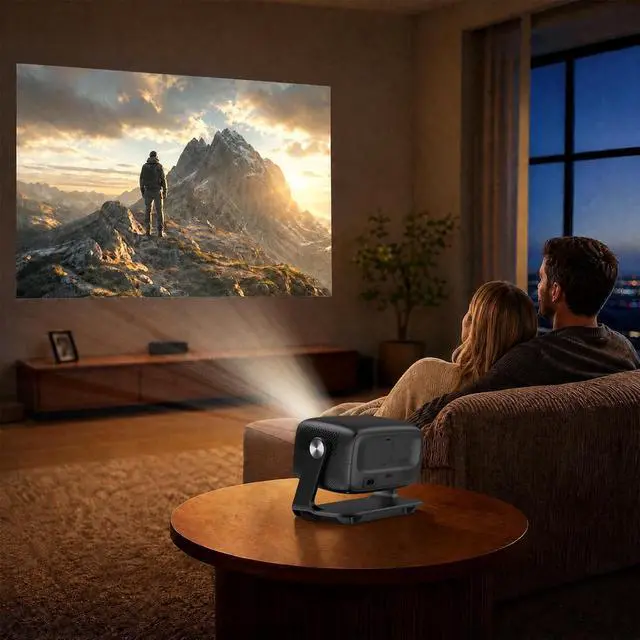 Alt view image 5 of 7 - Smart Projector with WiFi and Bluetooth, Built-in Rotating Pan-tilt Mount