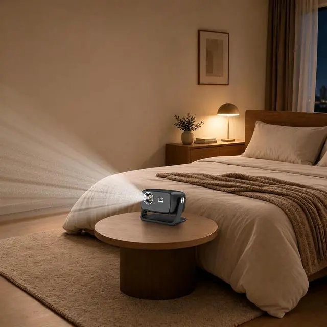 Alt view image 6 of 7 - Smart Projector with WiFi and Bluetooth, Built-in Rotating Pan-tilt Mount