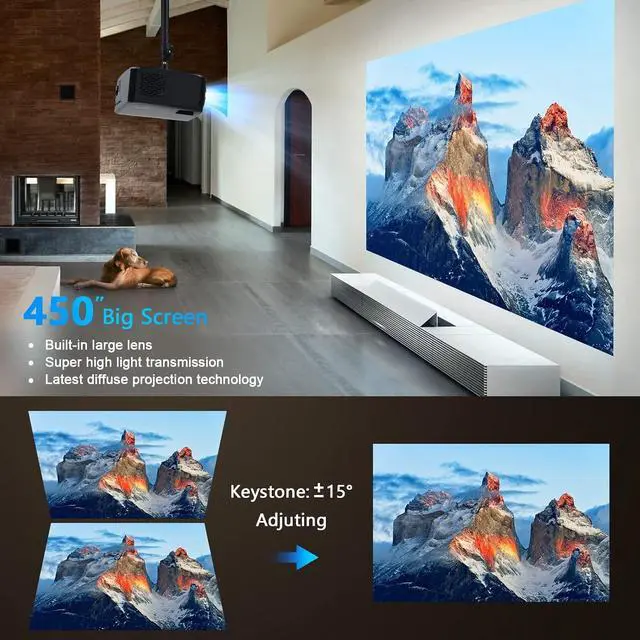 Alt view image 2 of 7 - Roconia 3500 ANSI LM Outdoor Projector with WiFi and Bluetooth, Native 1080P Full HD Movie Projector,High Brightness for Home Theater & Business, Compatible with iOS/Android/TV Stick/PS4/HDMI/USB/PPT